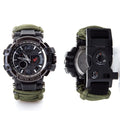RELOJ PARACORD TACTICO MILITAR IMPERMEABLE BRUJULA TERMOMETRO SILVATO PULSERA DEPERNAL CAMPING AGUA