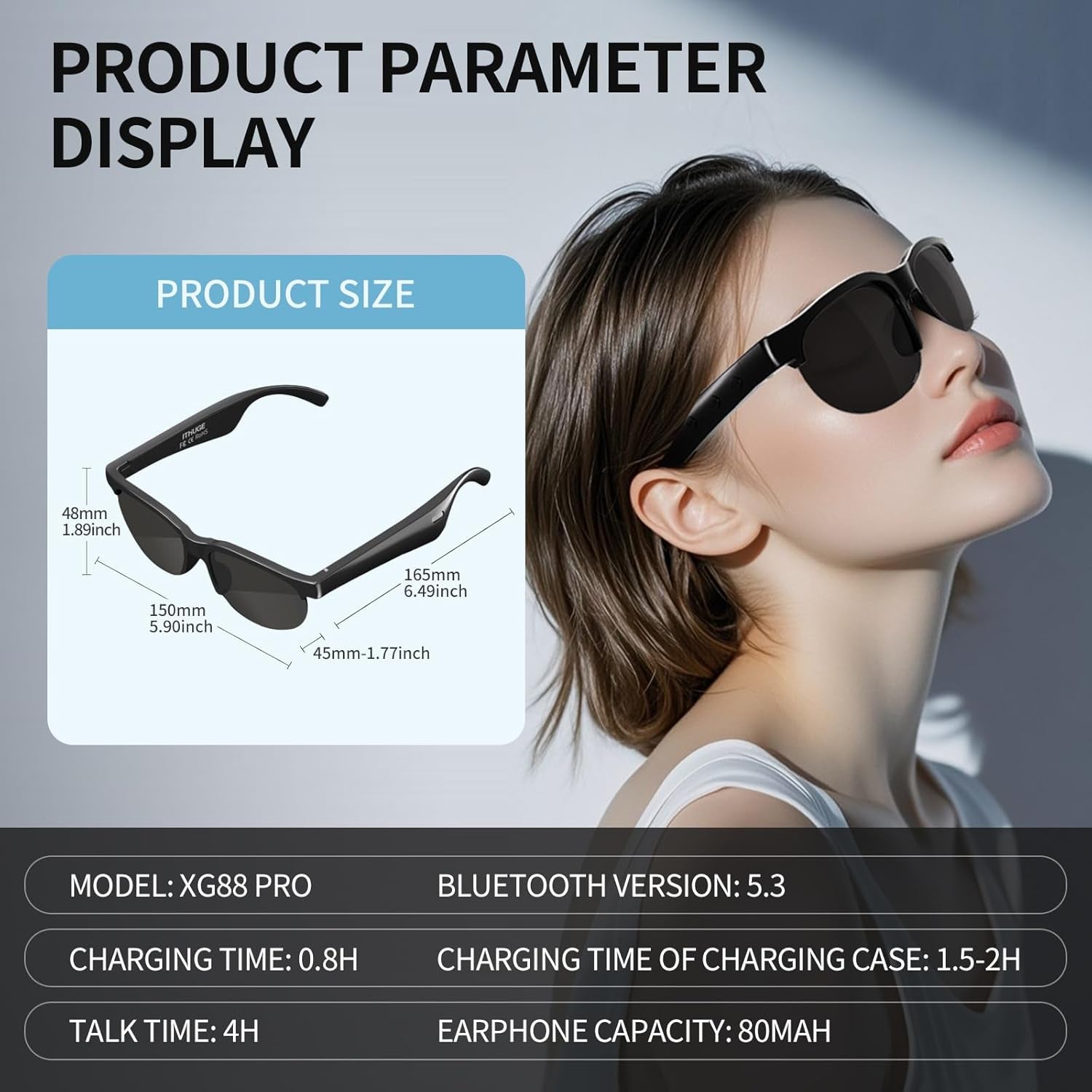 Gafas De Sol Inteligentes Bluetooth Auriculares Integrados Micrófono IPhone Android Música Celular