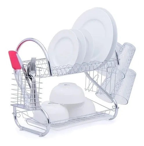 Escurreplatos organizador platero de acero inoxidable 2 niveles lavabo cocina hogar