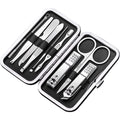 Kit de manicura portatil con estuche de 8 piezas de acero inoxidable cortauñas tijeras viaje