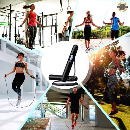 Cuerda para saltar inteligente con contador digital ejercicio en casa  gym box fitness crossfit