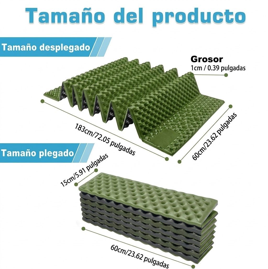 Colchoneta Aislante Plegable de Camping Portátil Impermeable Senderismo Viaje Pesca