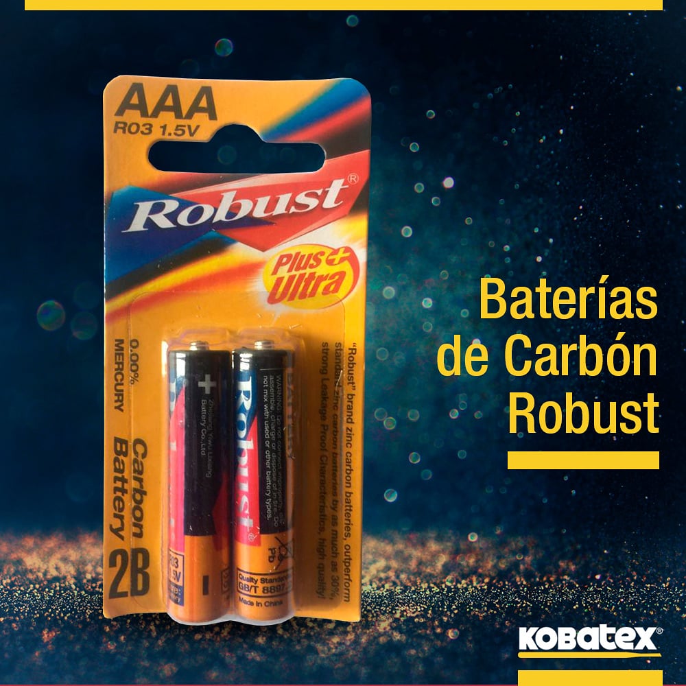 PILAS/BATERIAS DE CARBON TRPLE AAA Y DOBLE AA ROBUST SIN MERCURIO