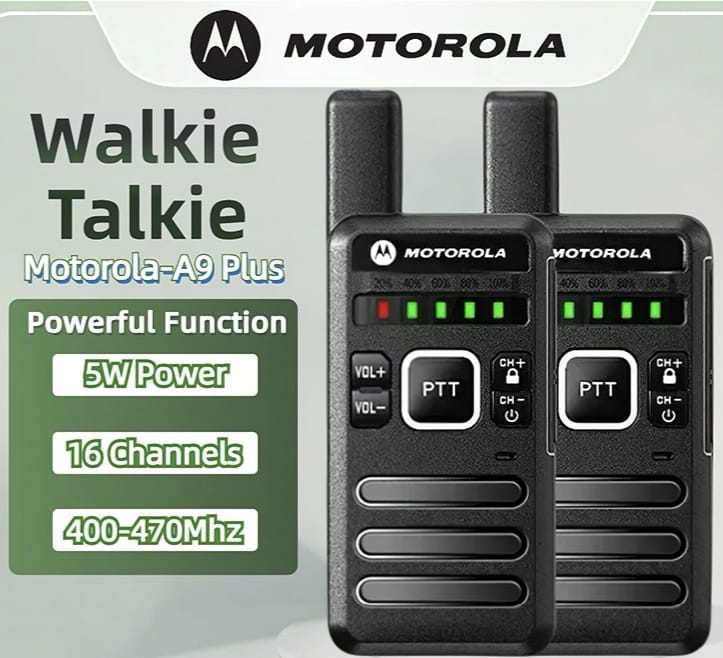 Kit Radio Transmisor x 2 Motorola Walkie Talkie Largo Alcance Camping  Seguridad Trabajo Senderismo