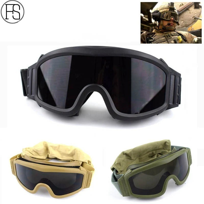 Gafas tácticas con 3 lentes y estuche para Airsoft protección viento polvo policía militar moto