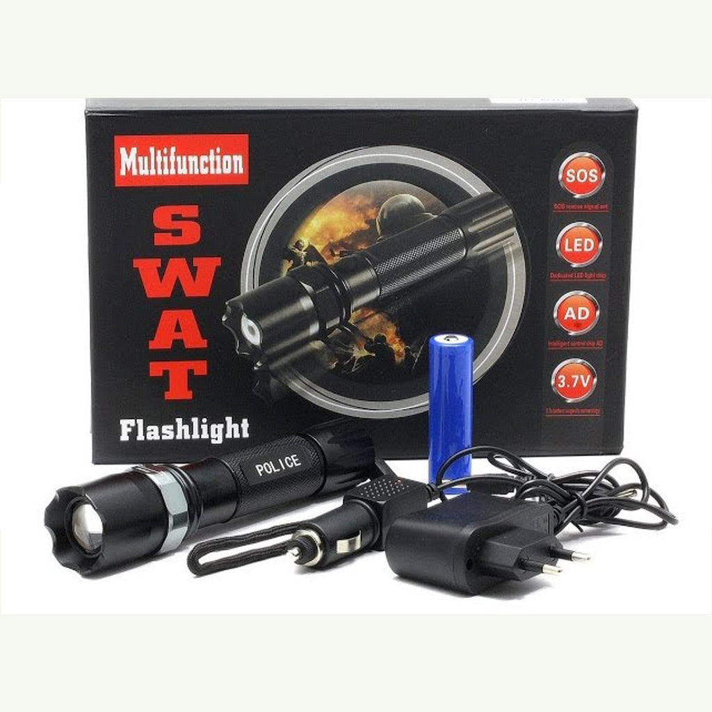 Linterna Táctica Led Zoom Multifuncional Militar Recargable y a Pilas Camping Senderismo