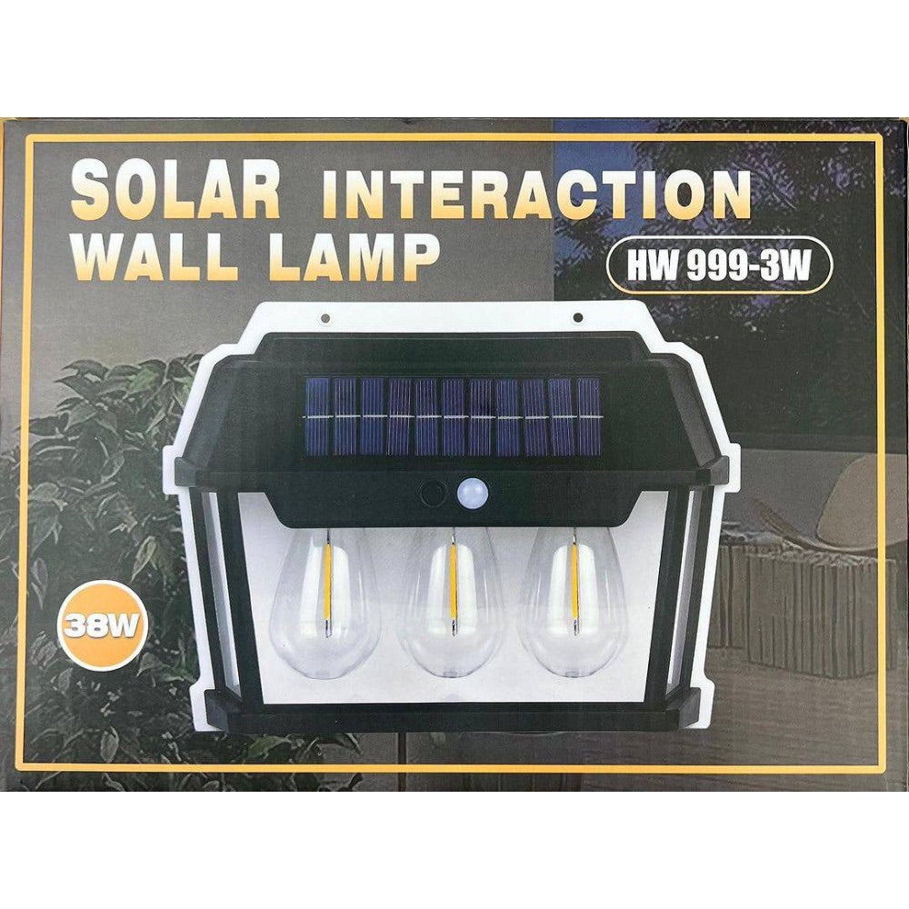 Lámpara solar recargable con sensor automático 38w impermeable 3 focos noche apagones luz emergencia