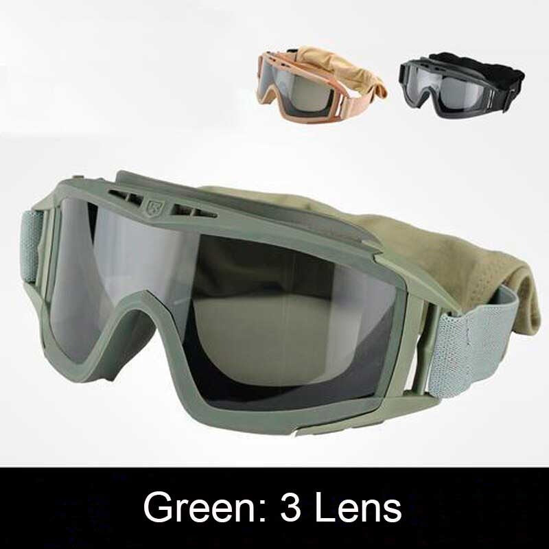 Gafas tácticas con 3 lentes y estuche para Airsoft protección viento polvo policía militar moto