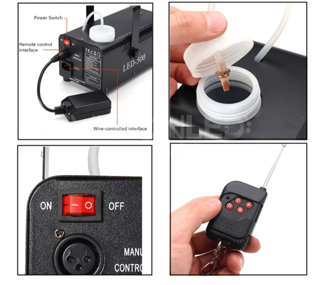 Maquina De Humo 600W Con Luces LED y Control Remoto RGB Multicolor Fiesta Discoteca Baile