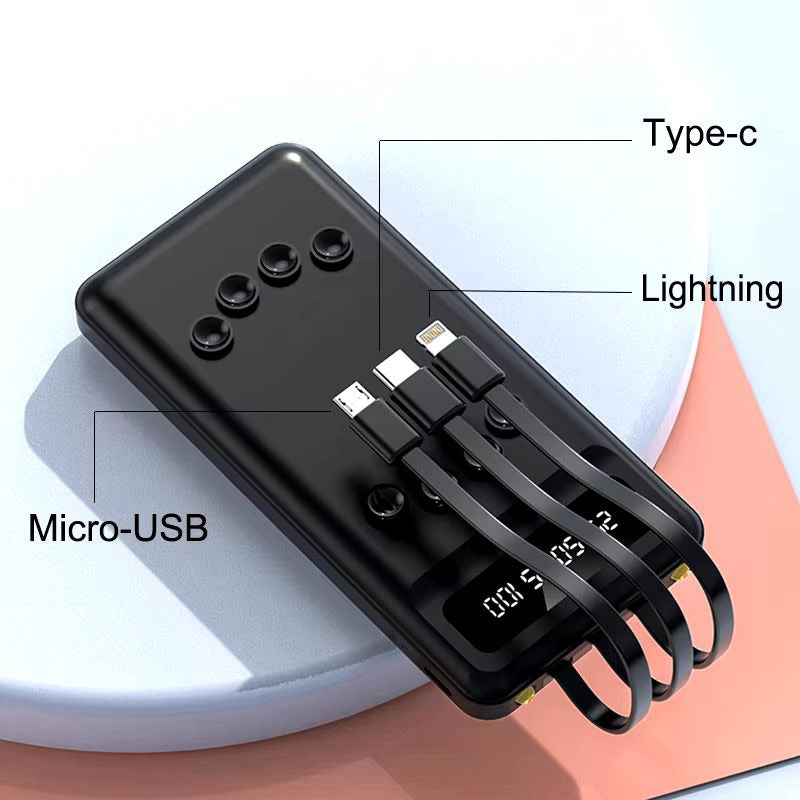 Batería portátil 10000mAh para apagones con cable para iPhone y Android power banck cortes de luz