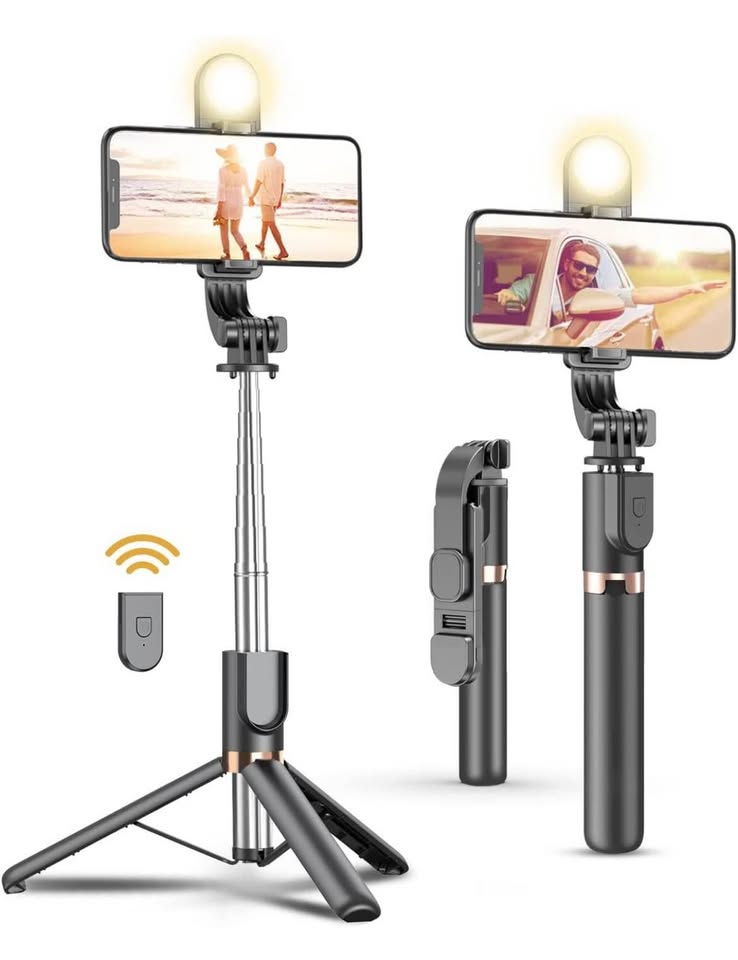 Tripod/palo para celular selfie con luz led 360 grados control iPhone Androids fotos videos viajes