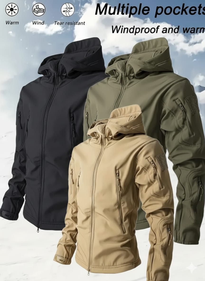 Chaqueta Táctica Térmica Impermeable para Frío Camping Senderismo Pesca Moto Lluvia Invierno