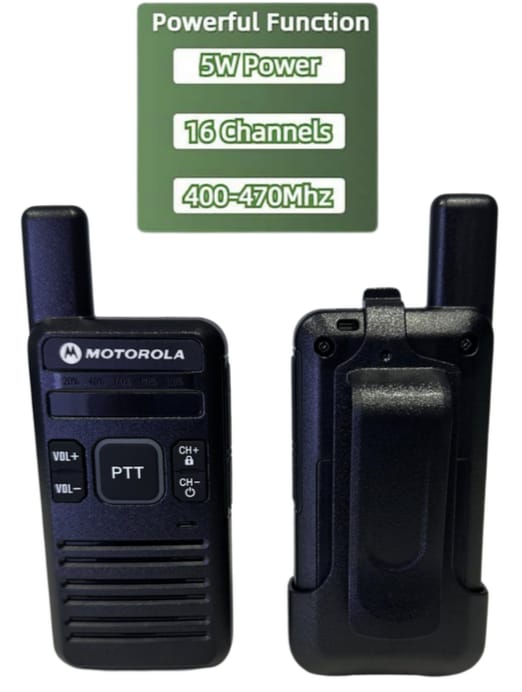 Kit Radio Transmisor x 2 Motorola Walkie Talkie Largo Alcance Camping  Seguridad Trabajo Senderismo