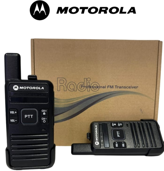 Kit Radio Transmisor x 2 Motorola Walkie Talkie Largo Alcance Camping  Seguridad Trabajo Senderismo