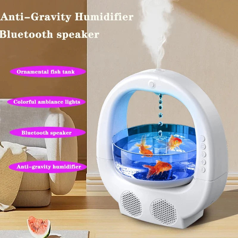 Humificador 3 en 1 pecera parlante altavoz Bluetooth ambiente sala fragancia
