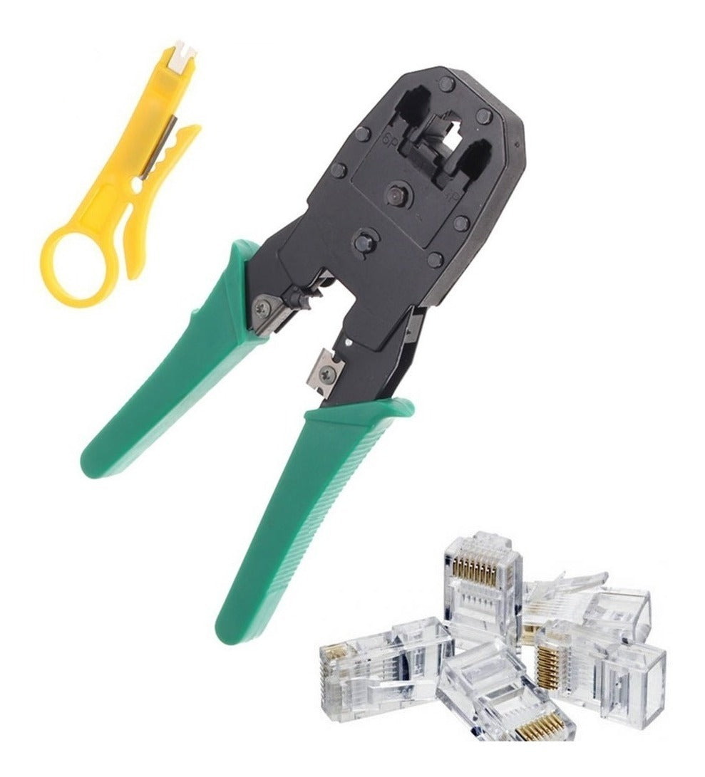 PINZA PONCHADORA DE RED LAN 3 EN 1 CON PELA CABLE ETHERNET UTP RJ45 RJ11 RJ12
