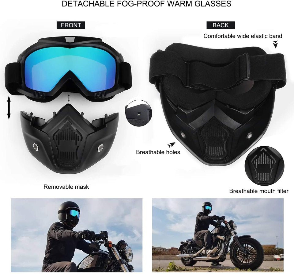 Visor Mascarilla Desmontable Abatible Reflectivo Moto Bicicleta Deportes Nieve