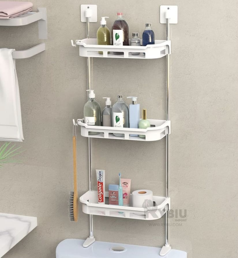 Repisa estante con 3 niveles multifuncional blanca para baño armable hogar