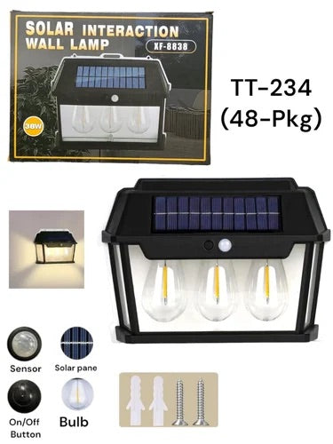 Lámpara solar recargable con sensor automático 38w impermeable 3 focos noche apagones luz emergencia