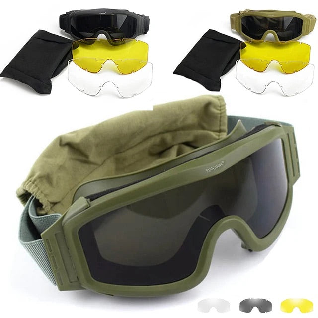 Kit Gafas tácticas intercambiables seguridad airsoft policía militar trabajo protección sol UV moto