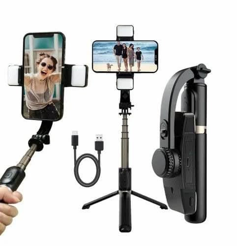 Estabilizador Profesional automático 360 luz led recargable iPhone/android videos grabación viajes