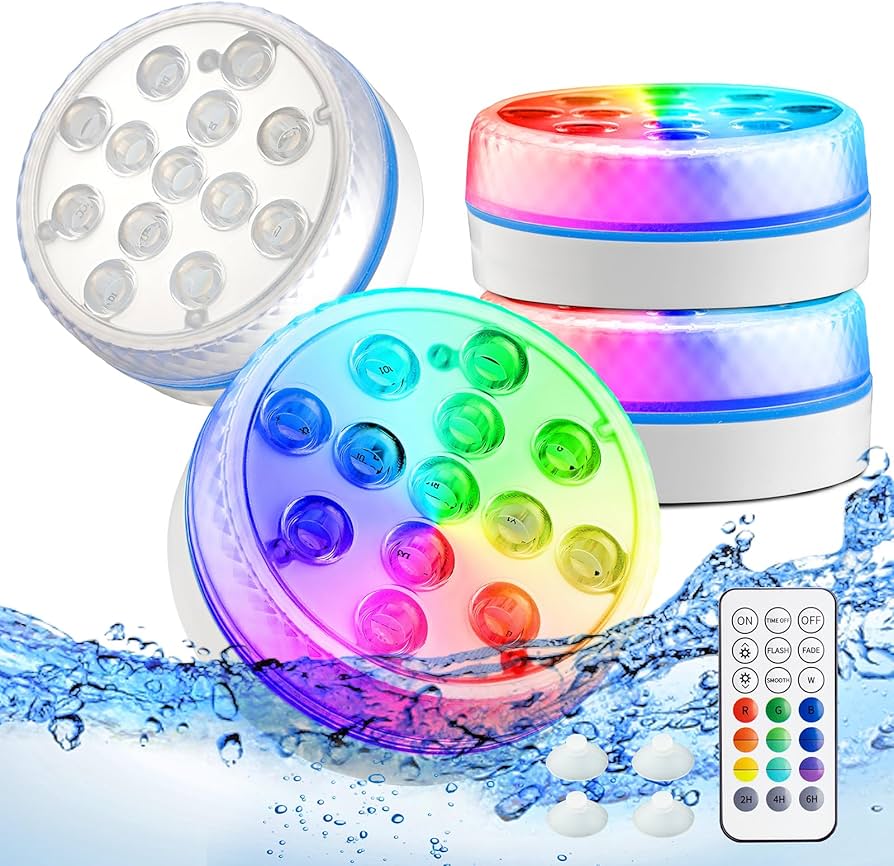 Luces Led Multicolores para piscina yacuzzi color RGB control remoto alberca decoración