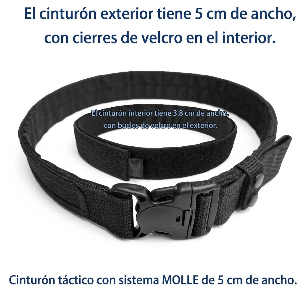 Cinturón Tactico Resistente Hebilla de Liberación Rápida Ajustable Seguridad Camping Guardia Policia