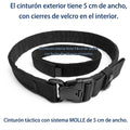 Cinturón Tactico Resistente Hebilla de Liberación Rápida Ajustable Seguridad Camping Guardia Policia