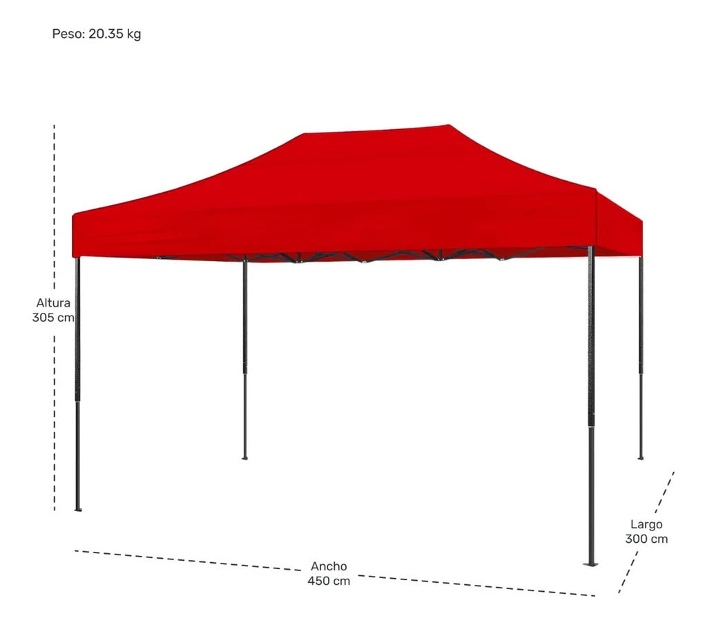 CARPA PLEGABLE 3X4.5m ACORDEÓN CON ESTRUCTURA REFORZADA IMPERMEABLE INVIERNO/LLUVIA/SOL/PATIO/AUTO