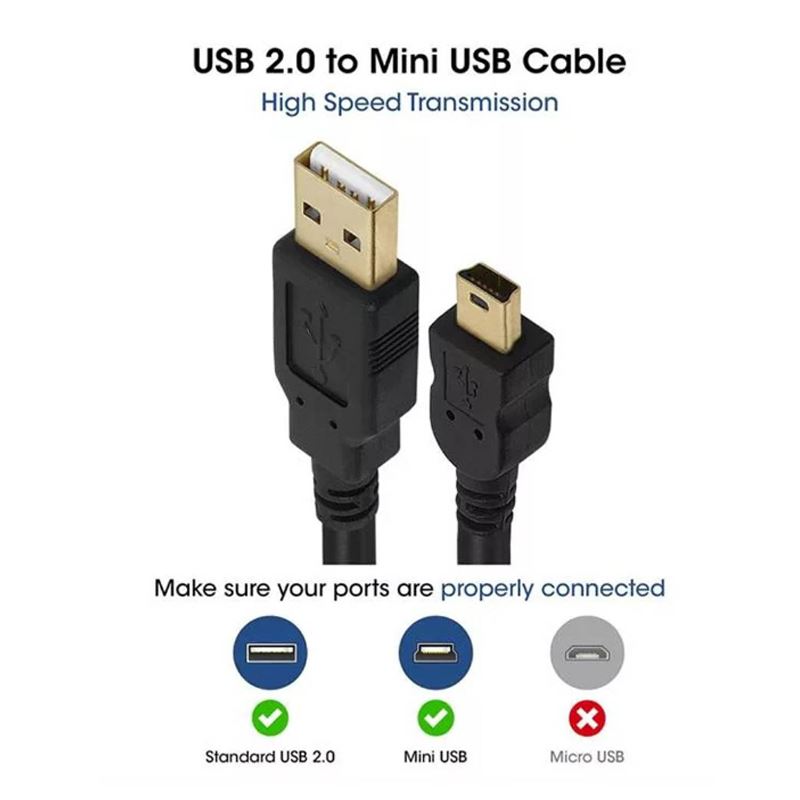 Cable Mini Usb Carga V3 5 Pines 1,5 Metros PS3 Carga Parlante Camara Celular Consola Juego