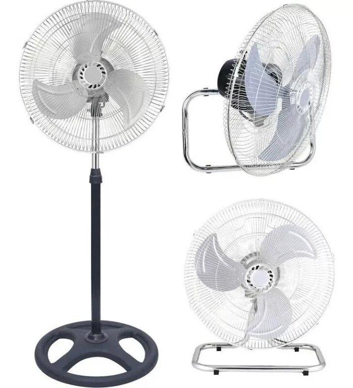 Ventilador 3en1 industrial 10y18 pulgadas con Pedestal, 3 velocidades, piso, pared, techo, trabajo
