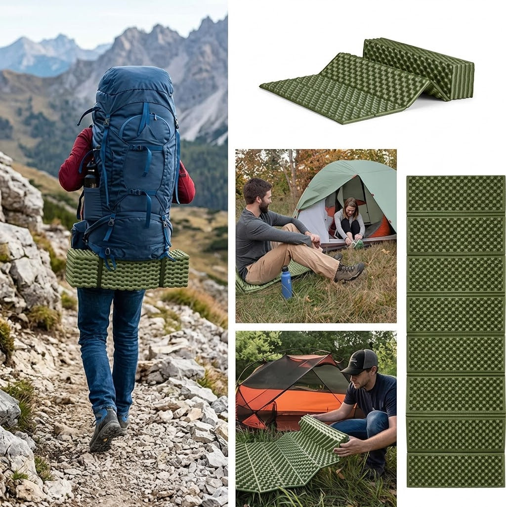 Colchoneta Aislante Plegable de Camping Portátil Impermeable Senderismo Viaje Pesca