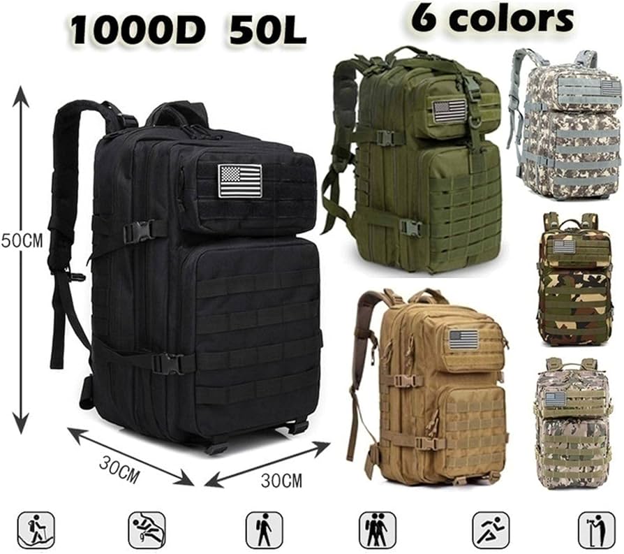 Mochila Táctica Impermeable 55 litros camping senderismo Policia Militar Moto Viaje Transporte