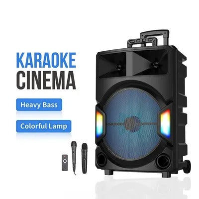 Parlante Altavoz Recargable 3000w Portable con 2 micrófonos Control Remoto Luces RGB Fiesta Musica