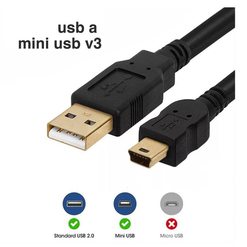 Cable Mini Usb Carga V3 5 Pines 1,5 Metros PS3 Carga Parlante Camara Celular Consola Juego