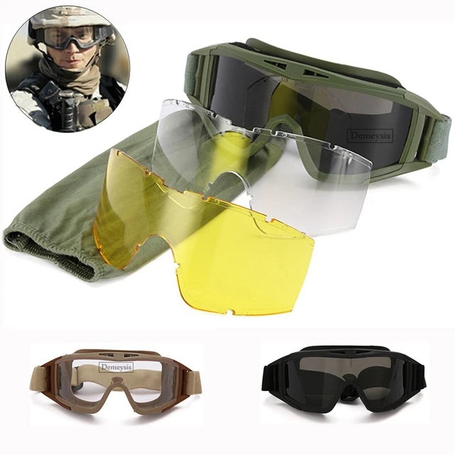 Kit Gafas tácticas intercambiables seguridad airsoft policía militar trabajo protección sol UV moto
