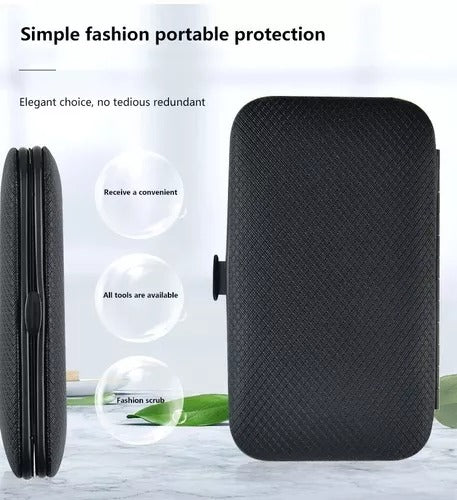 Kit de manicura portatil con estuche de 8 piezas de acero inoxidable cortauñas tijeras viaje