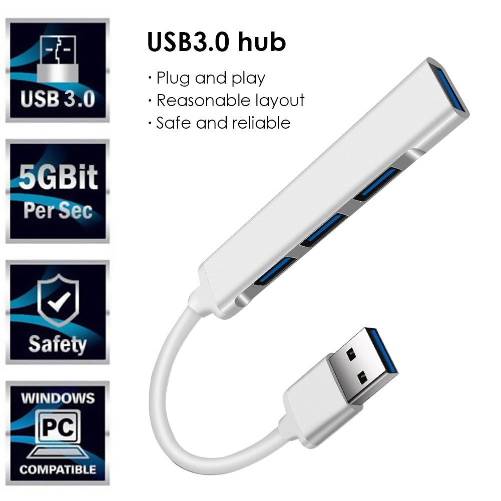 USB-C Hub 4 en 1 Adaptador USB Tipo C 3.0 para Mac Samsung Teléfono móvil Carga Datos Laptop