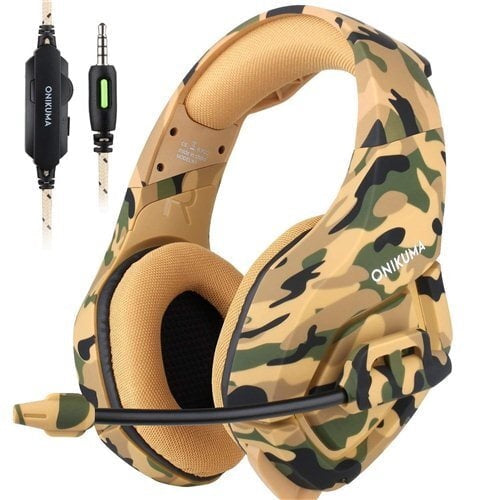 Casco audífono gamer pro con micrófono camuflaje laptop camputador unikuma k18