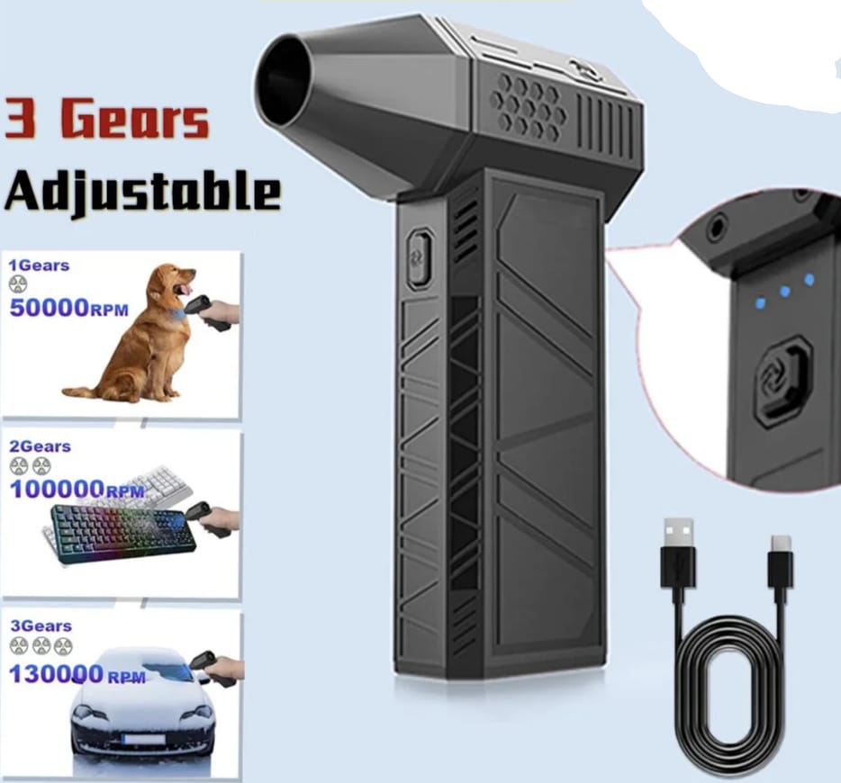 Mini ventilador soplador de aire portátil plumero de aire comprimido alta velocidad turbo recargable