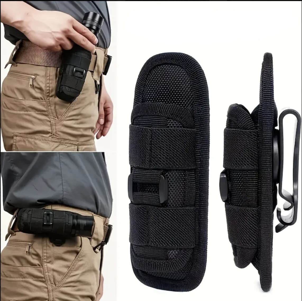 Porta Linterna Universal Táctica 360 Giratoria Nilón Seguridad Guardia Portatolete Portagas