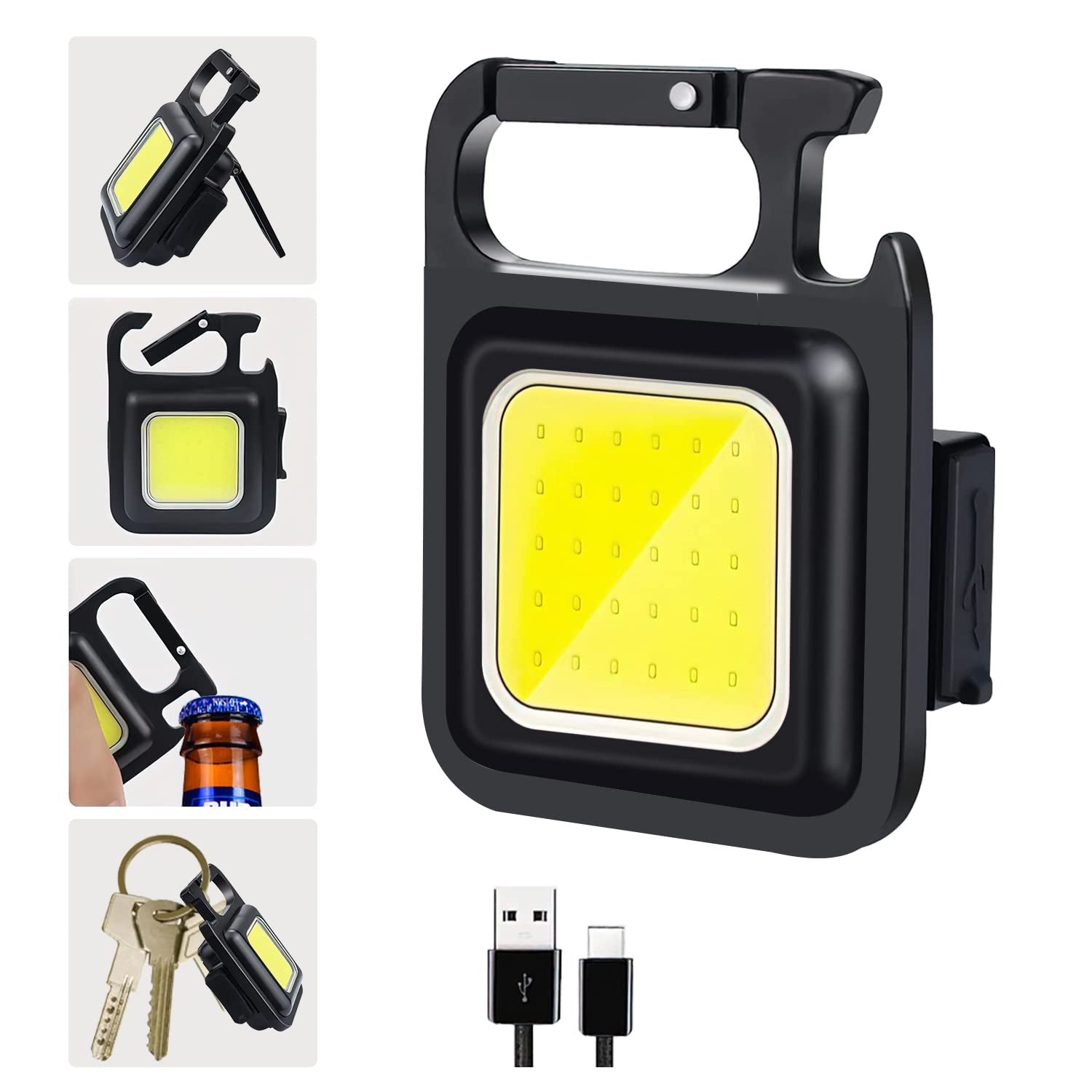 Linterna/llavero táctico multifuncional recargable impermeable bicicleta magnético descorchador led