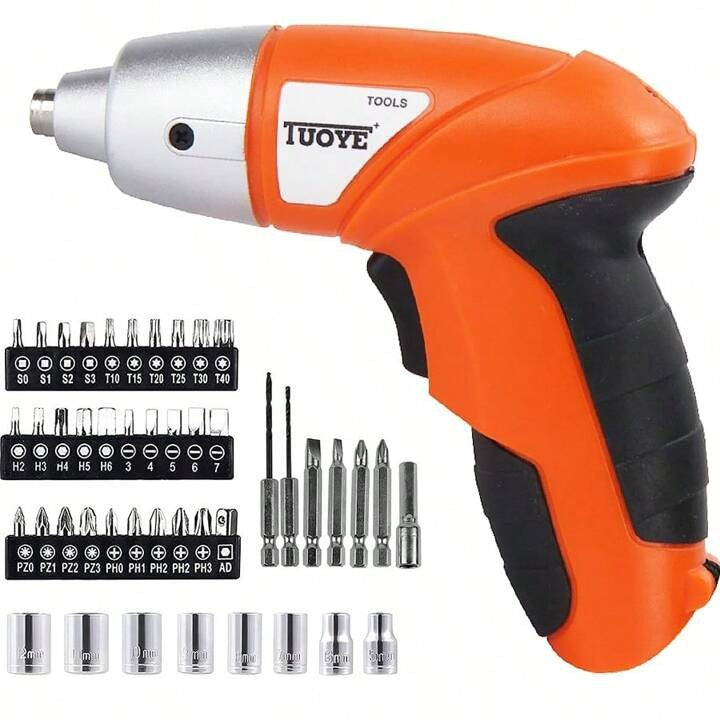 Juego de destornillador inalámbrico portatil recargable con batería de litio con 45 accesorios