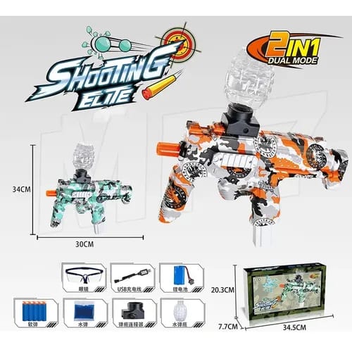 Juguete de hidrogel doble función rifle pistola metralleta