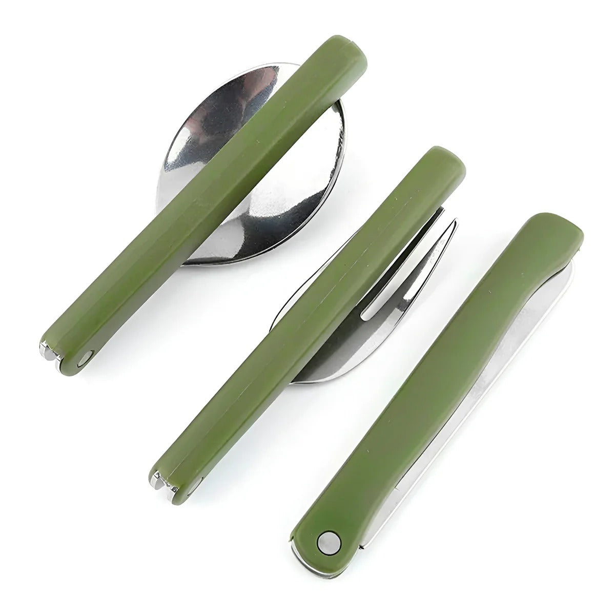 KIT CUBIERTOS PLEGABLES TÁCTICOS MULTIFUNCIONALES CON ESTUCHE SUPERVIVENCIA
