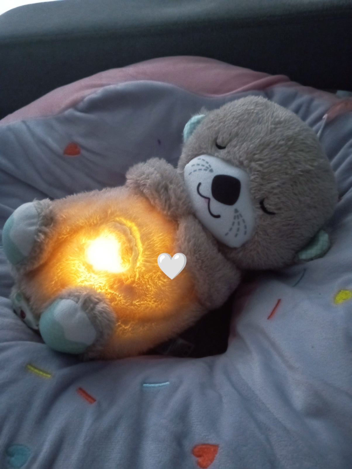 PELUCHE OSITO/NUTRIA DORMILON QUE RESPIRA CON LUZ ANTIANSIEDAD SUEÑO