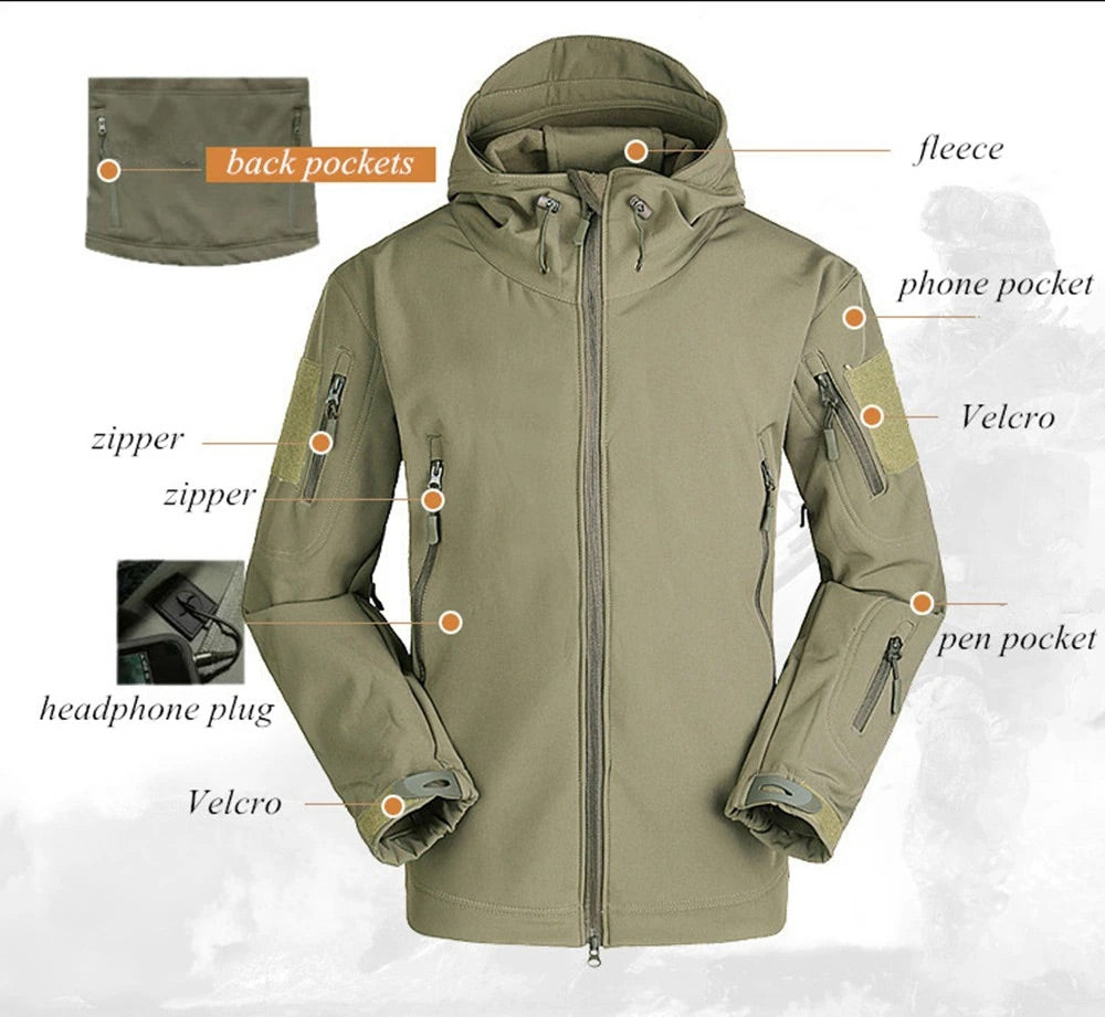 Chaqueta táctica impermeable térmica invierno militar policial