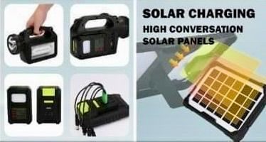 Sistema de energía solar recargable con 3 focos linterna y lámpara con power banck  internet router
