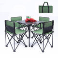 Kit Mesa plegable metálica + 4 sillas plegables + maletín camping viaje picnic playa paseo exterior
