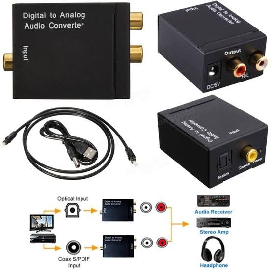 CONVERTIDOR DE AUDIO DIGITAL A ANALÓGICO CON CABLE OPTICO